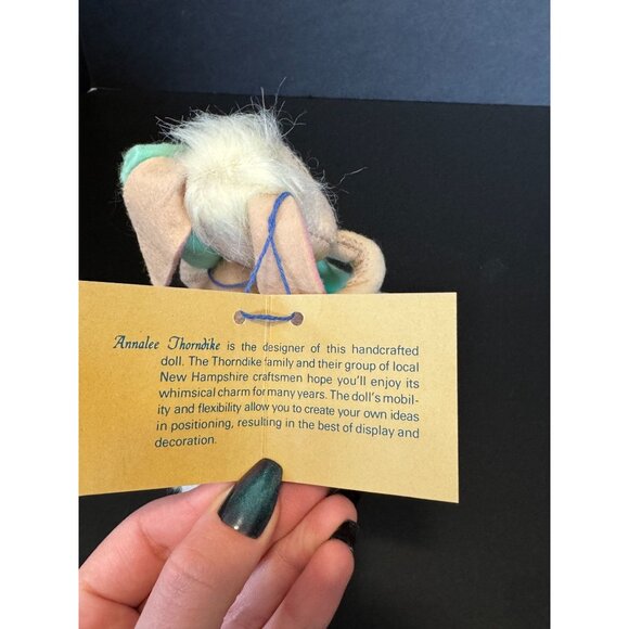 Annalee Beige Bunny Rabbit Doll With Green Blanket 6" Handcrafted Collectible Pl - Picture 4 of 11